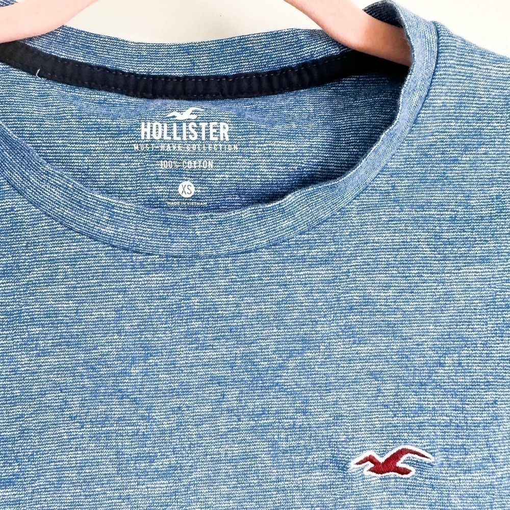Hollister Cerulean Blue Spacedye Must have collection Basic Cotton Tee Shirt XS - Picture 2 of 3